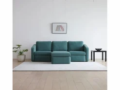Concept-Usine Sofá Modular * Sofá Modular de 3 Plazas con Puff - Diseño Equilibrado, Tela FlexiPet, Estructura de Madera Maciza Azul