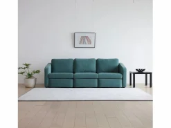 Concept-Usine Sofá Modular * Sofá Modular de 3 Plazas con Puff - Diseño Equilibrado, Tela FlexiPet, Estructura de Madera Maciza Azul