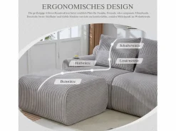 Sofá modular de 2 plazas - 200 x 174 x 80 cm - con 1 otomana + portavasos + bolsillo de almacenamiento - terciopelo - < Merax Sale