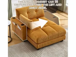 Diván Cama | Sofá Modular de Terciopelo – con USB y Portavasos – Multifuncional para Espacios Pequeños – 112×140×81 cm