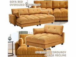 Diván Cama | Sofá Modular de Terciopelo – con USB y Portavasos – Multifuncional para Espacios Pequeños – 112×140×81 cm