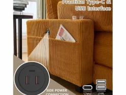Diván Cama | Sofá Modular de Terciopelo – con USB y Portavasos – Multifuncional para Espacios Pequeños – 112×140×81 cm