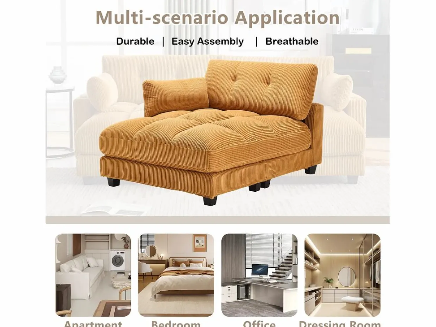 Diván Cama | Sofá Modular de Terciopelo – con USB y Portavasos – Multifuncional para Espacios Pequeños – 112×140×81 cm