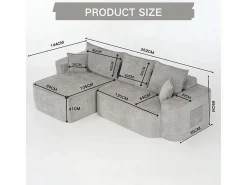 Sofá modular ángulo izquierdo - Chenilla - 3 cojines y 2 orejeros - 262x144x65cm < DripeX Discount