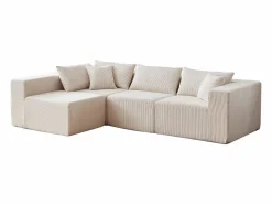 Sofá modular ángulo - Terciopelo acanalado - 3/4 plazas - 3 cojines y 3 orejeros - < DripeX