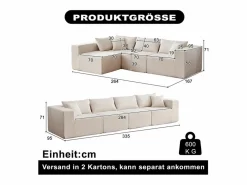 Sofá modular ángulo - Terciopelo acanalado - 3/4 plazas - 3 cojines y 3 orejeros - < DripeX