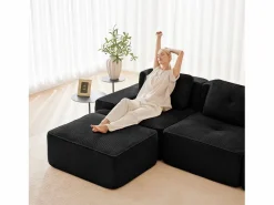 DripeX Sofá Modular|Sofás Club | Sofá Modular 2 plazas en Pana, con otomana y 2 cojines, 204x177x69cm,