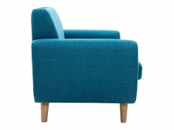 Sofá nórdico 2 plazas petróleo y madera de caucho maciza PURE < Miliboo Outlet