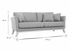 Sofá nórdico 3 plazas desenfundable patas madera OSLO < Miliboo Best