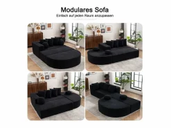 DripeX Sofá Modular|Sofás Club | Sofá panorámico 5 plazas modular - de tejido Chenilla - con 6 cojines - 263x171x66cm