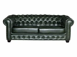 Vente-unique Conjunto Sofás * Sofá 3+2 plazas chesterfield 100% piel color verde BRENTON Verde pino