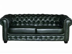 LINEA SOFA Sofás Chesterfield|Sofá - 3 Plazas | Sofá 3 plazas chesterfield 100% piel verde BRENTON