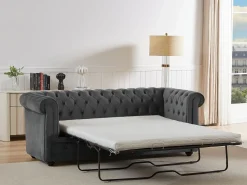 Sofá 3 plazas convertible de terciopelo CHESTERFIELD < Vente-unique Discount