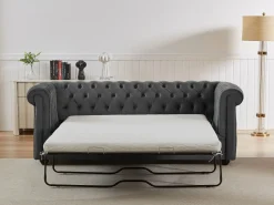 Sofá 3 plazas convertible de terciopelo CHESTERFIELD < Vente-unique Discount