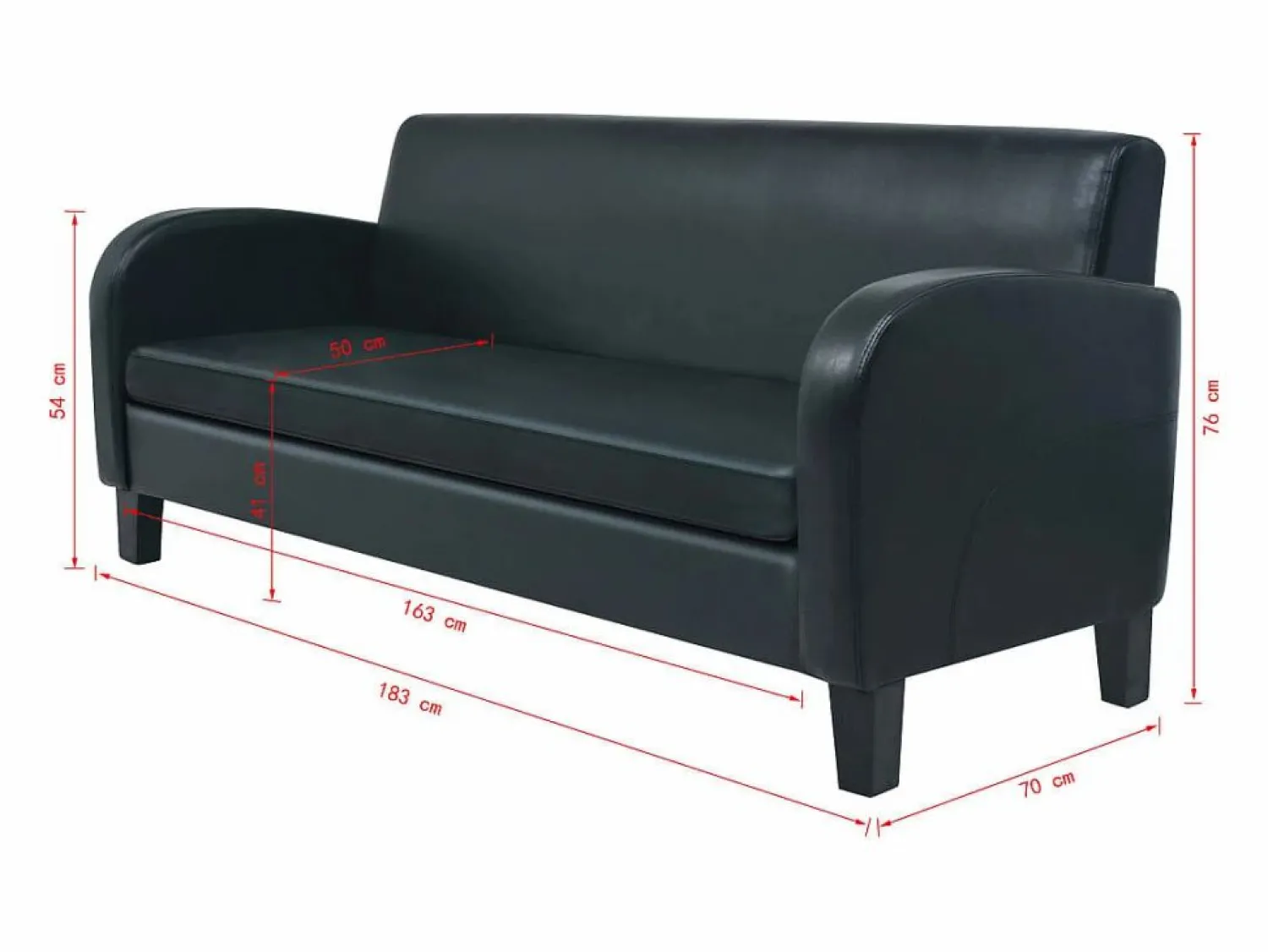 Sofá 3 plazas cuero artificial < Clicnbuy Hot