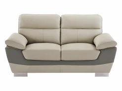 Sofá 2 plazas de piel de becerro antracita gris FRANCESCA < Vente-unique Discount