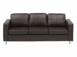 Sofá 3 plazas de piel sintética color marrón ACKLEY < Vente-unique Outlet