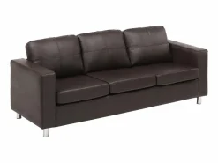 Sofá 3 plazas de piel sintética color marrón ACKLEY < Vente-unique Outlet