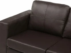 Sofá 3 plazas de piel sintética color marrón ACKLEY < Vente-unique Outlet