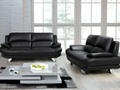 Vente-unique Conjunto Sofás | Sofá 3+2 plazas de piel sintética en color MUSKO