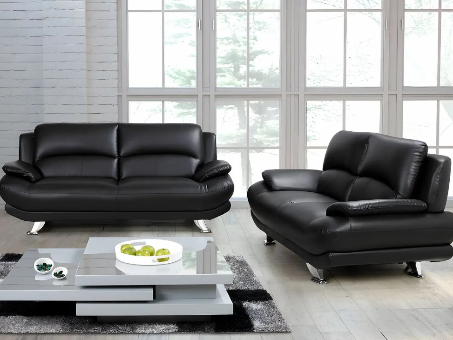 Vente-unique Conjunto Sofás | Sofá 3+2 plazas de piel sintética en color MUSKO