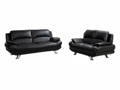 Vente-unique Conjunto Sofás | Sofá 3+2 plazas de piel sintética en color MUSKO