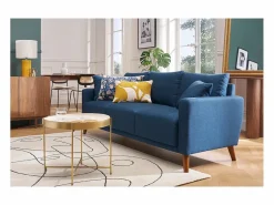 Sofá 3-4 plazas de tejido oscuro y madera oscura MUNIK < Miliboo Discount