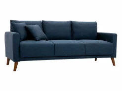 Sofá 3-4 plazas de tejido oscuro y madera oscura MUNIK < Miliboo Discount