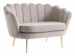 Sofá 2 plazas de terciopelo color con forma de concha DANDELION < Vente-unique Online