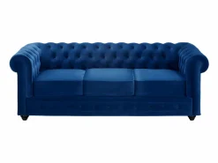 Sofá 3 plazas de terciopelo color azul noche CHESTERFIELD < Vente-unique Best