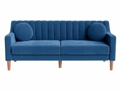 Sofá 3 plazas de terciopelo - patas de madera maciza 19cm - con 2 cojines - 206x74x83cm - < DripeX New