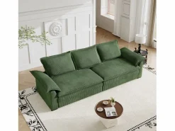 Sofá 3 plazas en pana, con 2 cojines de brazo, desmontables y lavables, 265x86x88cm, < DripeX Discount