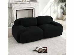 DripeX Sofá Modular|Sofás Club * Sofá 2 Plazas Modular de Pana Acanalada - con 2 Cojines - 208x103x75cm - Negro