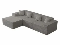 DripeX Sofá Modular|Sofás Club | Sofá 3 plazas ángulo modular - Terciopelo acanalado - puf y 4 orejeros - 277x165.5x65.5cm