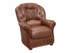Sofá 3+1 plazas 100% piel de búfalo DAPHNE - Marrón < Vente-unique Online