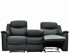 Vente-unique Conjunto Sofás | Sofá 3+2 plazas relax de piel en color gris EVASION