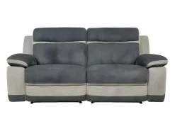 Sofá 3 plazas relax microfibra TALCA Antracita y gris claro < Vente-unique Best