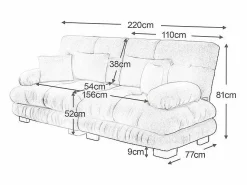 DripeX Sofá De Terciopelo|Sofás Club * Sofá 2 plazas - con 4 cojines - estructura madera maciza + tejido felpa - 220x77x81cm Rosa