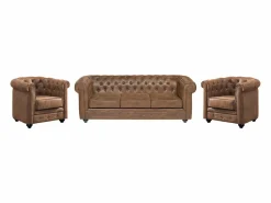 Sofá 3 plazas + 2 sillones CHESTERFIELD Microfibra < Vente-unique Online