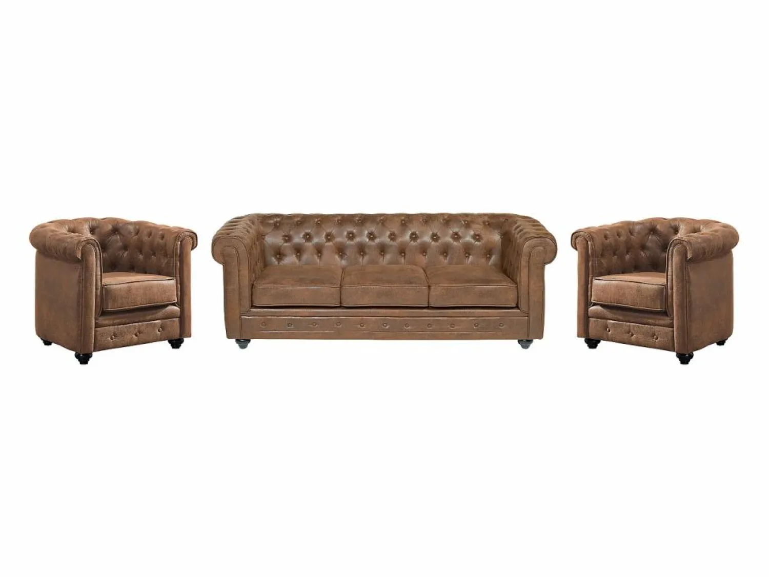 Sofá 3 plazas + 2 sillones CHESTERFIELD Microfibra < Vente-unique Online
