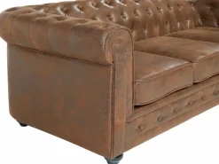 Sofá 3 plazas + 2 sillones CHESTERFIELD Microfibra < Vente-unique Online