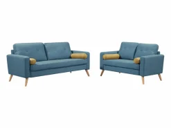 Sofá 3+2 plazas tela real y cojines amarillos TATUM < Vente-unique Online