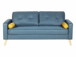 Sofá 3+2 plazas tela real y cojines amarillos TATUM < Vente-unique Online