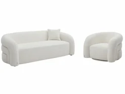Sofá 3 plazas y sillón giratorio en tela bouclé LAPIOTA de < Maison Céphy