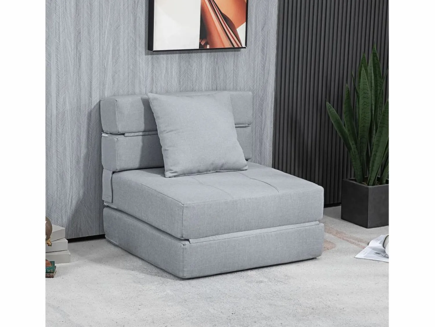 Sofá plegable 2 en 1, tejido de poliéster, (70 x 70 x 61 cm) < Clearance