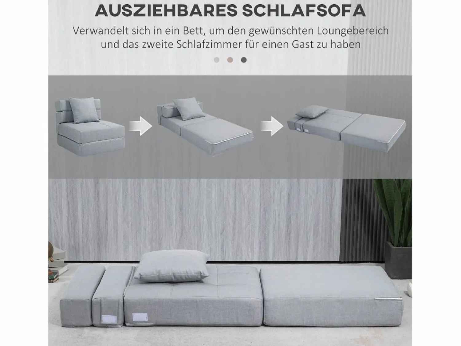 Sofá plegable 2 en 1, tejido de poliéster, (70 x 70 x 61 cm) < Clearance