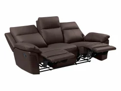 Vente-unique Sofá Relax * Sofá 3 pl relax: manual de piel de búfalo marrón PAKITA Marru00f3n chocolate
