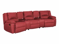 Vente-unique Conjunto Sofás | Sofá reclinable AROMA de 3 y 2 plazas en piel de vacuno roja