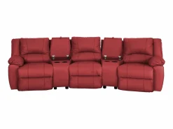 Vente-unique Conjunto Sofás | Sofá reclinable AROMA de 3 y 2 plazas en piel de vacuno roja