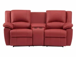 Sofá reclinable de 2 plazas AROMA en piel de vacuno roja < Vente-unique Clearance